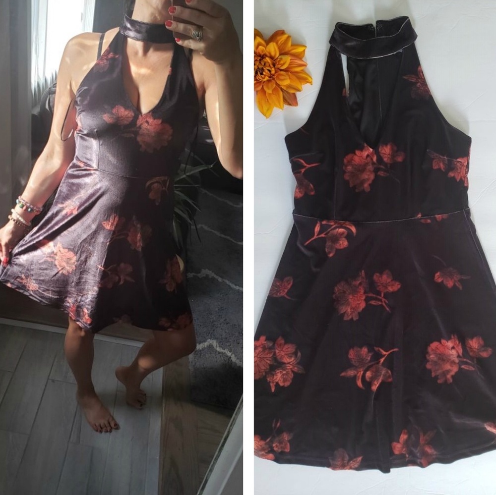 Elegant Floral Halter Dress